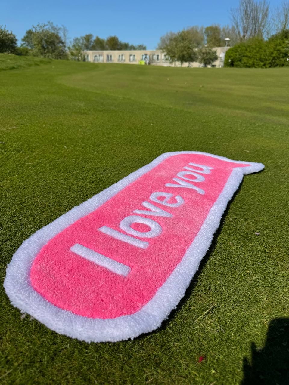 Custom Tufted Rug: "I Love You" Quote, Acrylic Yarn, Handmade