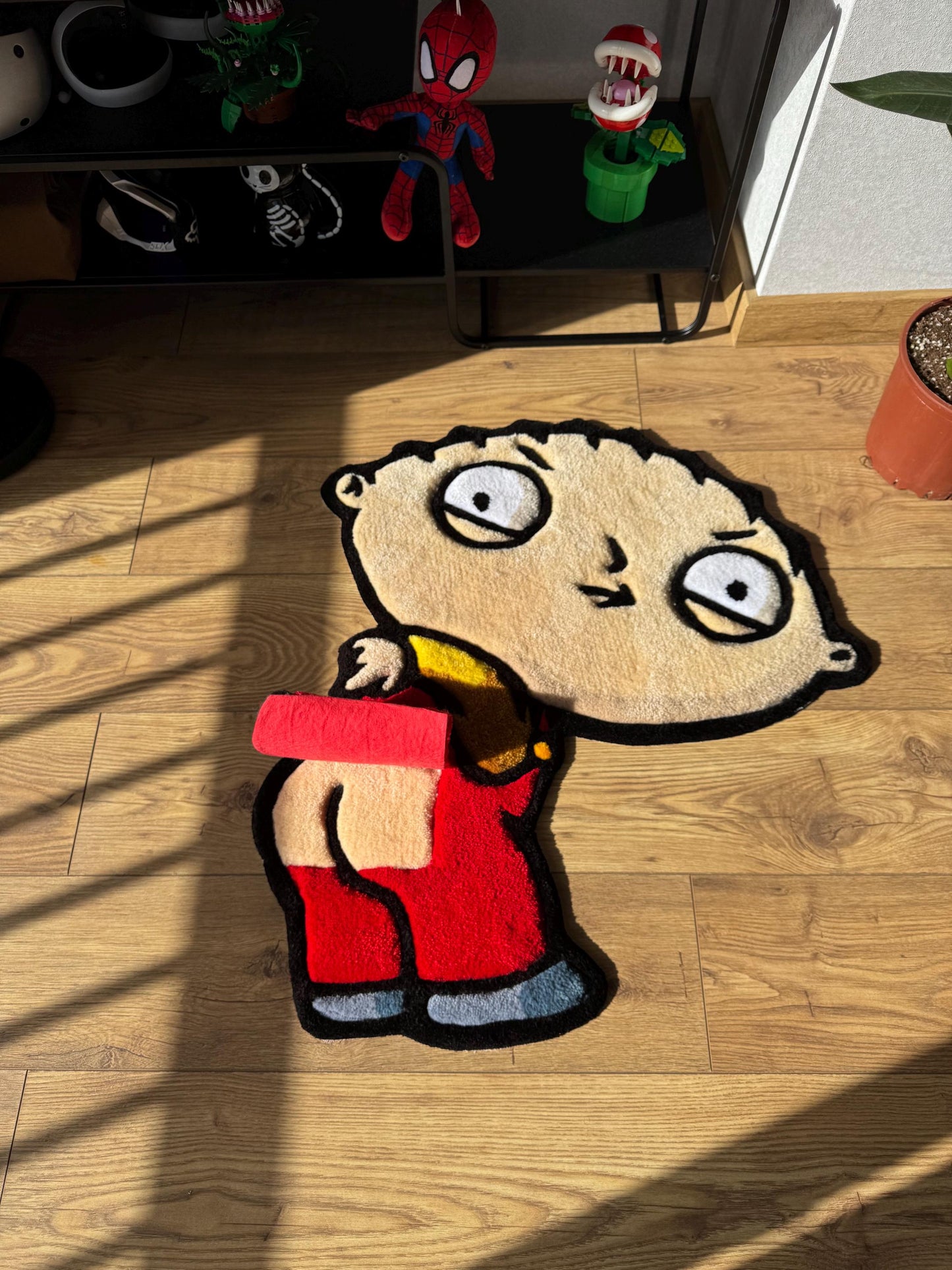 Handmade Stewie Griffin Rug: Family Guy Tufted Wool Carpet