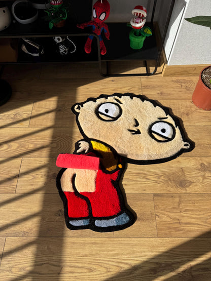 Handmade Stewie Griffin Rug: Family Guy Tufted Wool Carpet