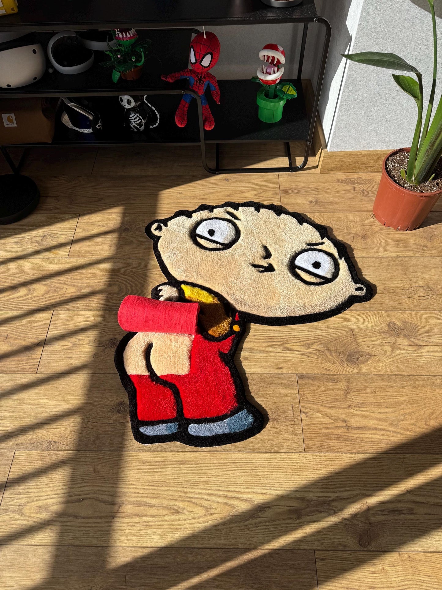 Handmade Stewie Griffin Rug: Family Guy Tufted Wool Carpet