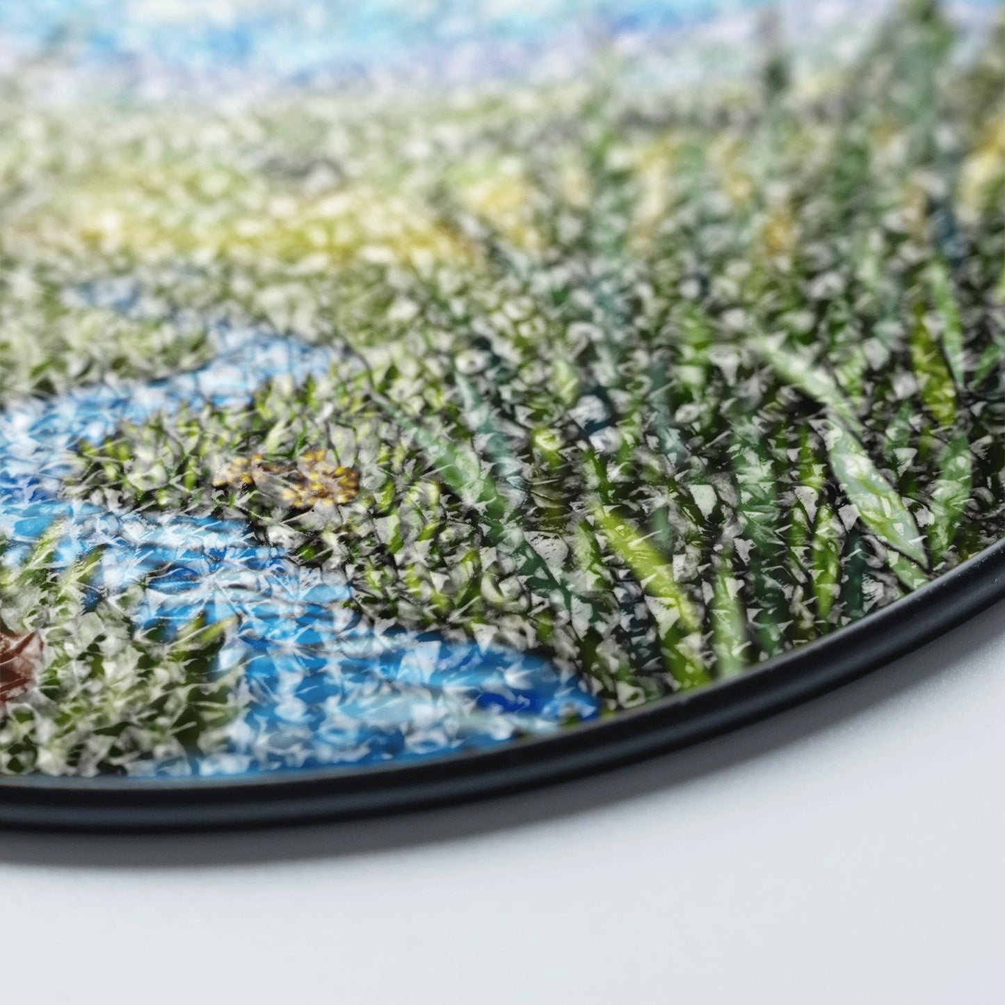 Sunny River Valley Landscape Stained Glass Style Suncatcher Gift for Nature Lover Window Decor