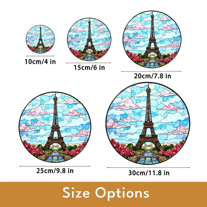 Stained Glass Eiffel Tower Suncatcher Paris Skyline Window Hanging Gift