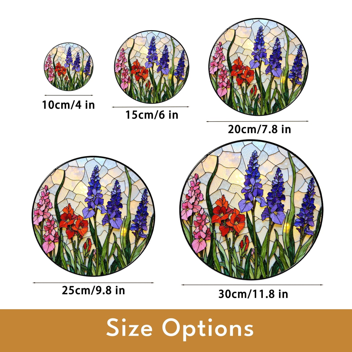 Stained Glass Suncatcher with Colorful Flowers for Garden Lovers Gift
