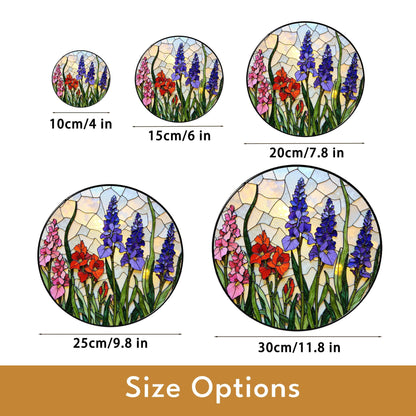 Stained Glass Suncatcher with Colorful Flowers for Garden Lovers Gift