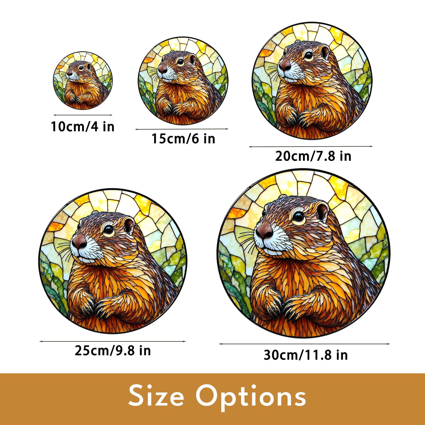 Stained Glass Groundhog Suncatcher Handmade Nature Window Decor Gift