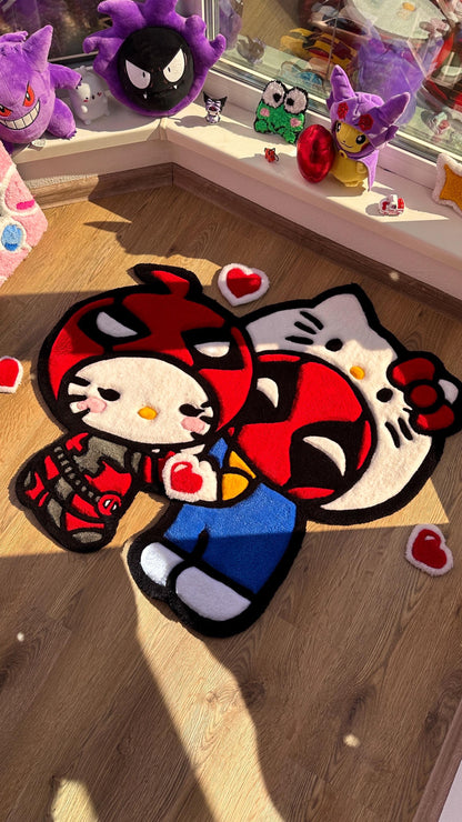 Kitty Rug – Puffy 3D Tufted Custom Carpet, Kawaii Anime Decor, Cute Handmade Rug for Girls Room, Bedroom or Gift Idea