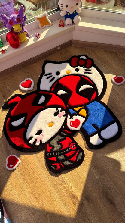 Kitty Rug – Puffy 3D Tufted Custom Carpet, Kawaii Anime Decor, Cute Handmade Rug for Girls Room, Bedroom or Gift Idea