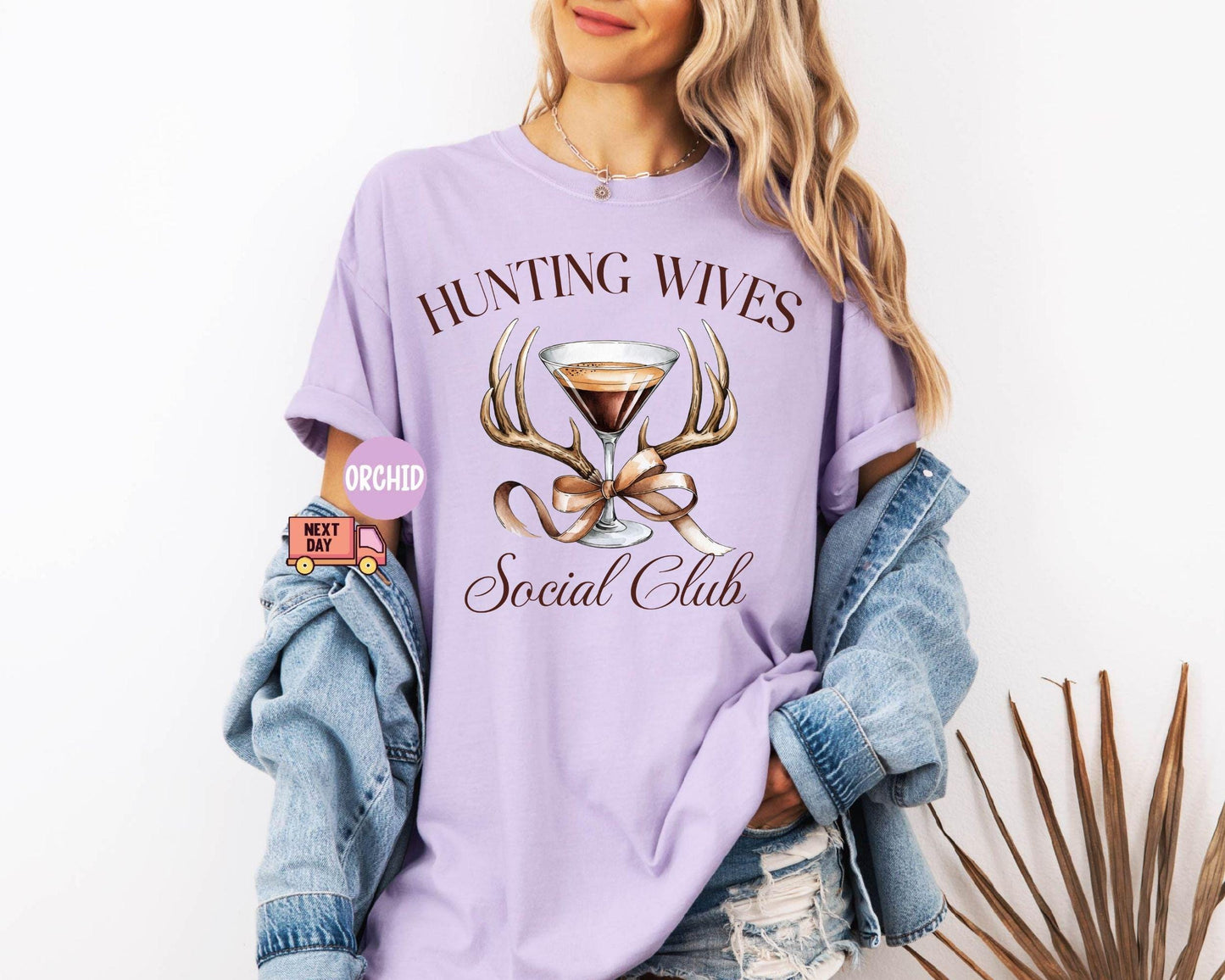 Comfort Colors® Hunting Wives Coquette Shirt, Hunting Wives Social Club Coquette Bow Shirt, Hunting Antlers T-Shirt, Gift for Her, Women Tee