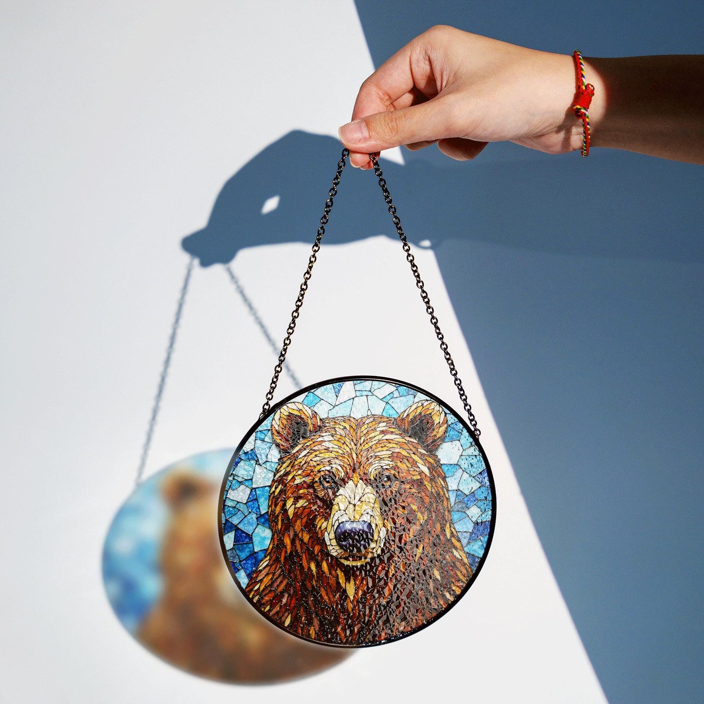 Stained Glass Bear Suncatcher – Nature Window Art for Cabin Decor or Wildlife Lovers Gift