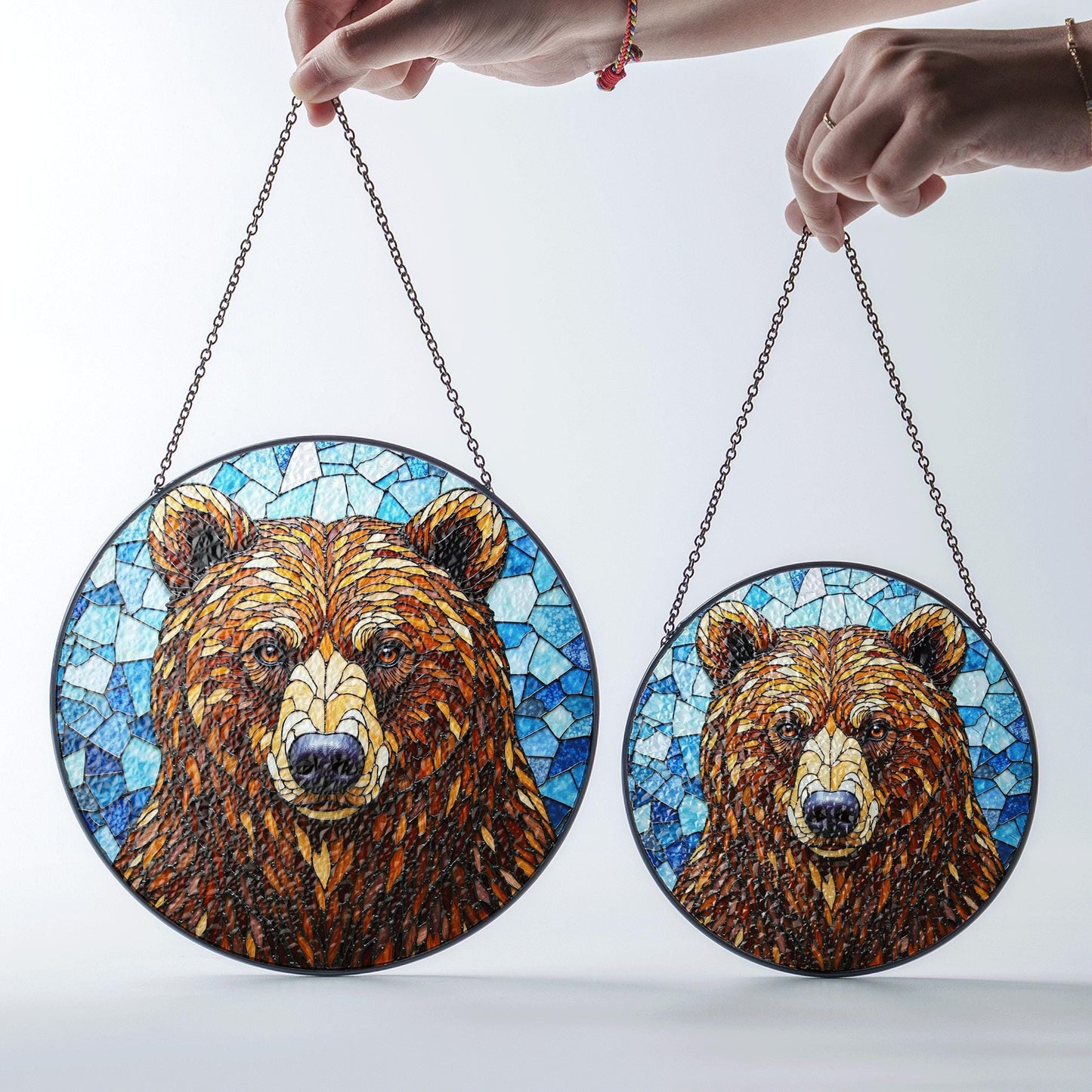 Stained Glass Bear Suncatcher – Nature Window Art for Cabin Decor or Wildlife Lovers Gift