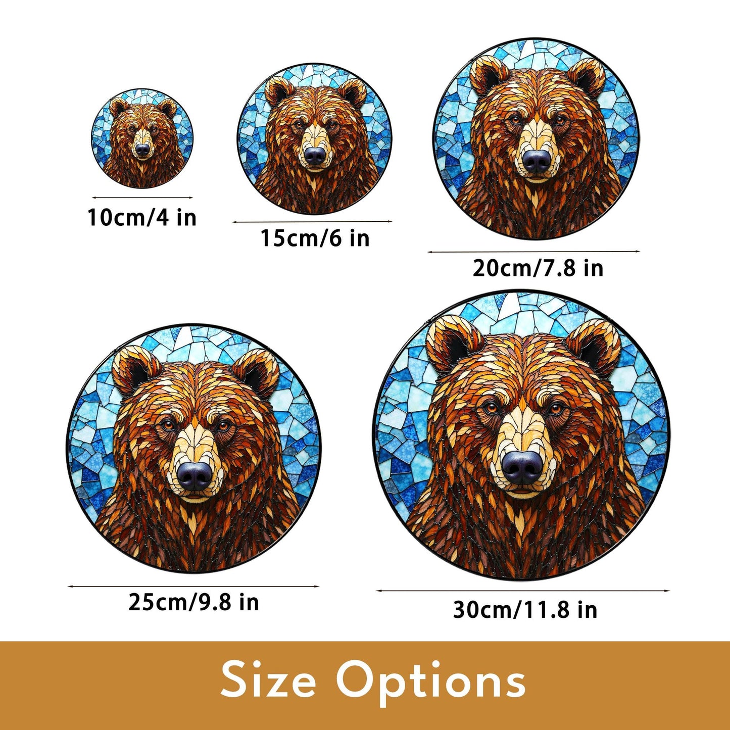 Stained Glass Bear Suncatcher – Nature Window Art for Cabin Decor or Wildlife Lovers Gift
