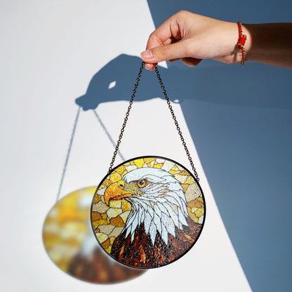 Bald Eagle Stained Glass Suncatcher – Patriotic Window Decor – Gift for Veterans, Dad, or Nature Lovers
