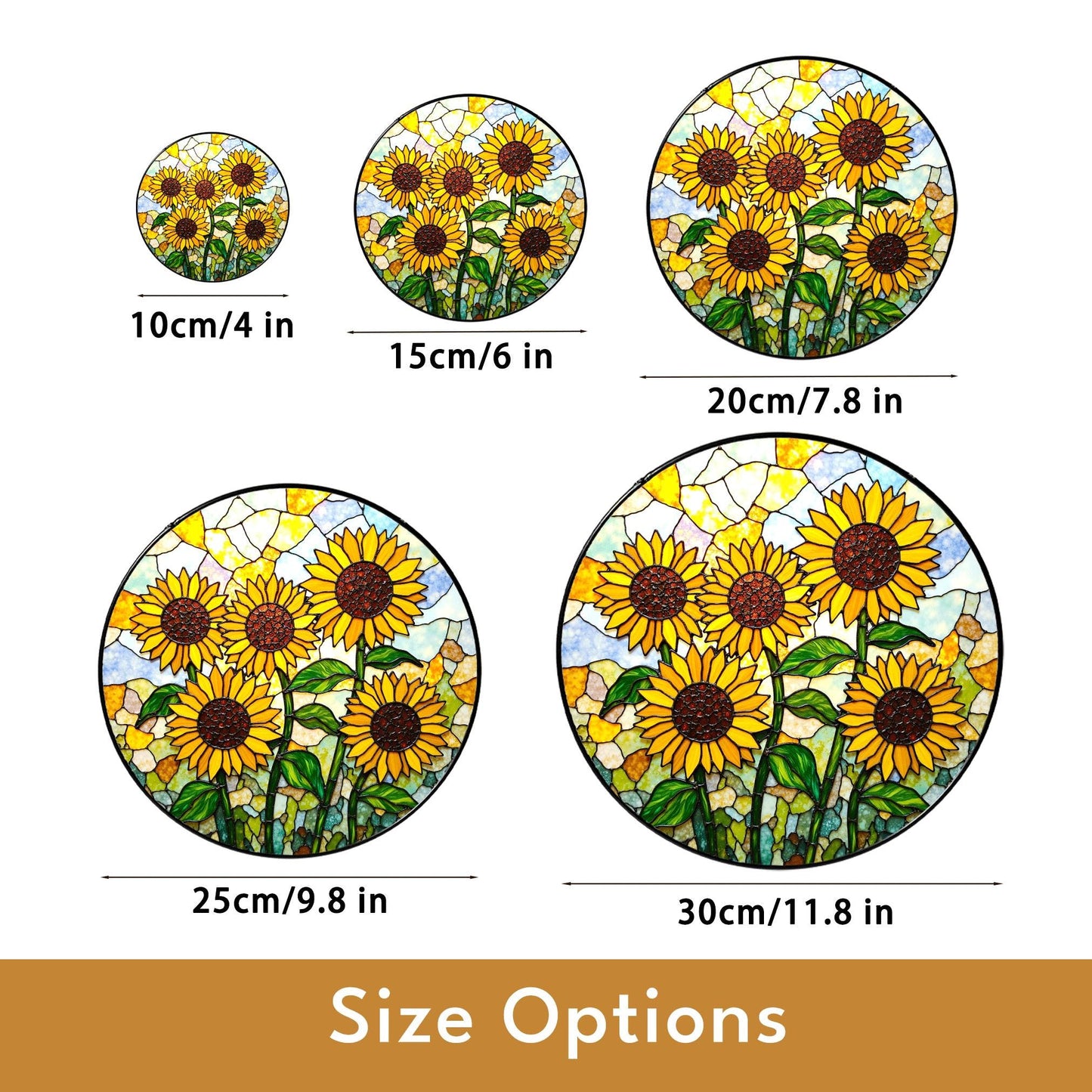 Stained Glass Sunflower Suncatcher – Cheerful Yellow Floral Window Decor – Nature Gift for Garden Lovers