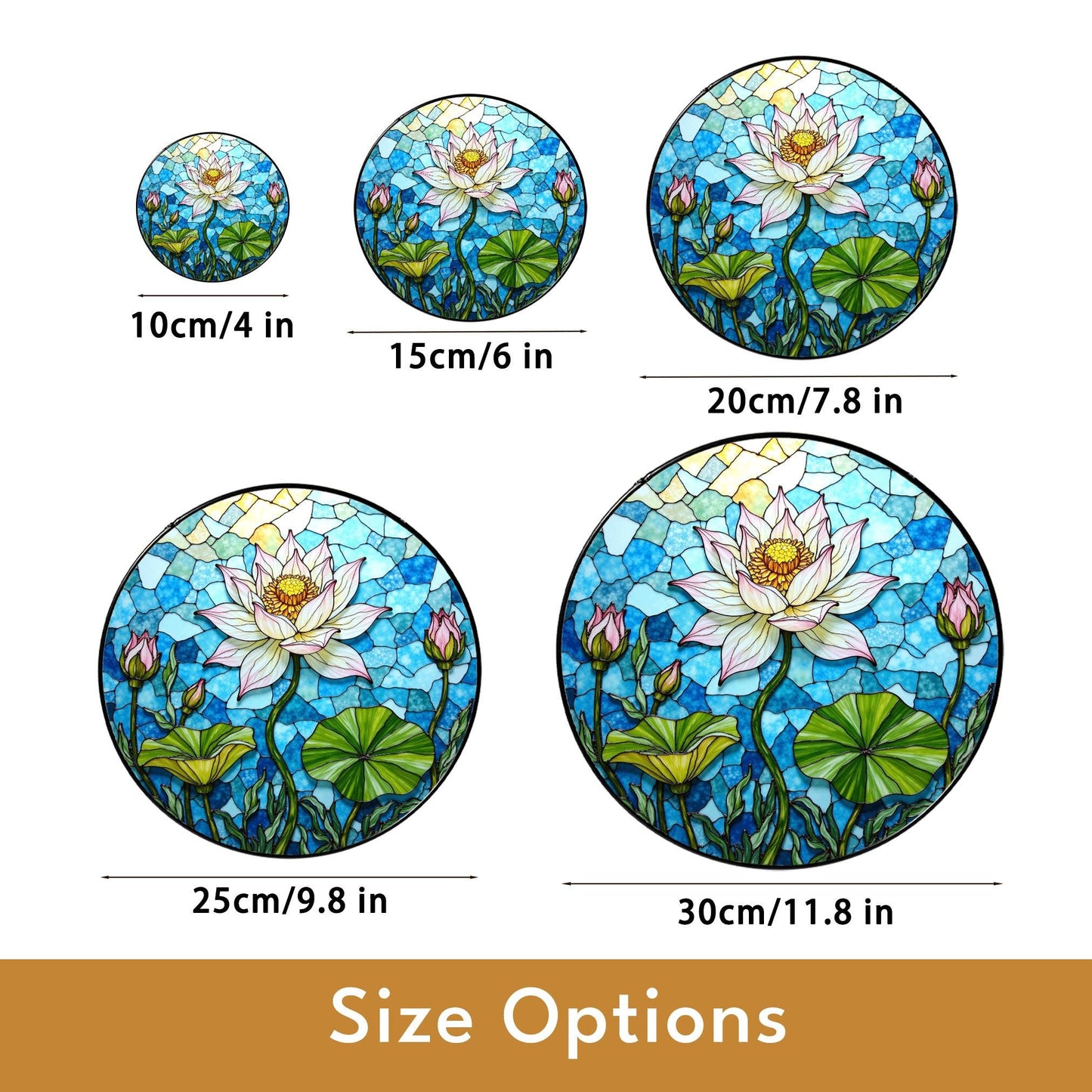 Hand-Painted Lotus Flower Suncatcher – Stained Glass Window Decor – Tranquil Gift for Nature Lovers