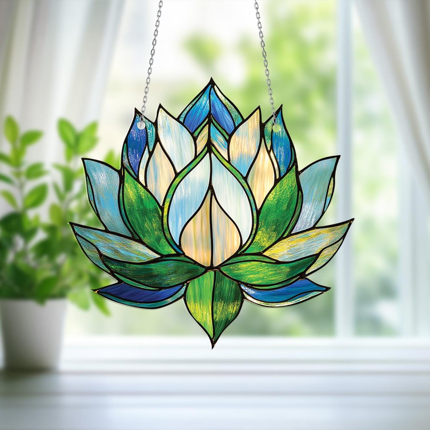 Lotus Flower Window Hanging, Zen Home Decor Gift, Mindful Space Accent, Yoga Room Art, Peaceful Gift for Her, Boho Spiritual Decor