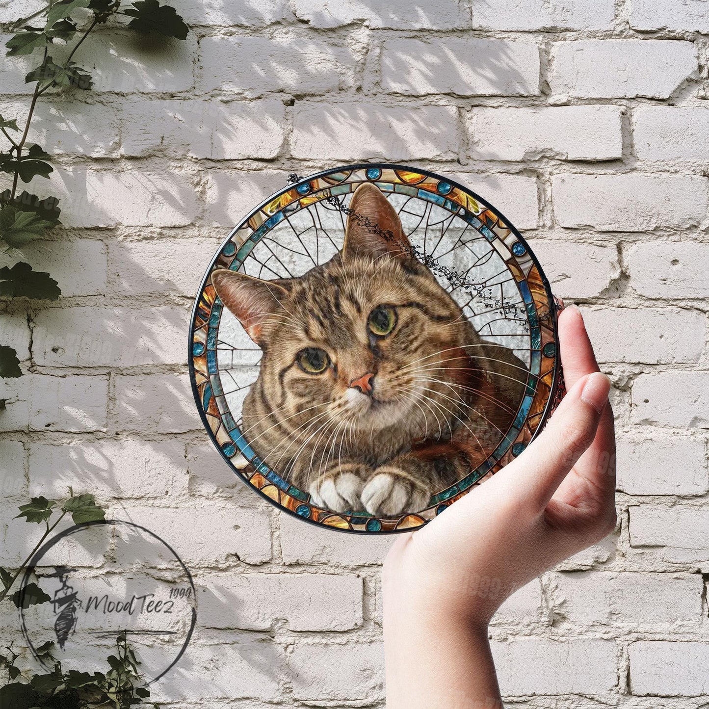 Cat Stained Glass Sun Catcher, Pet Lover Gift, Feline Art, Window Hanging, Nature-Inspired Home Décor, Unique Cat Décor Gift
