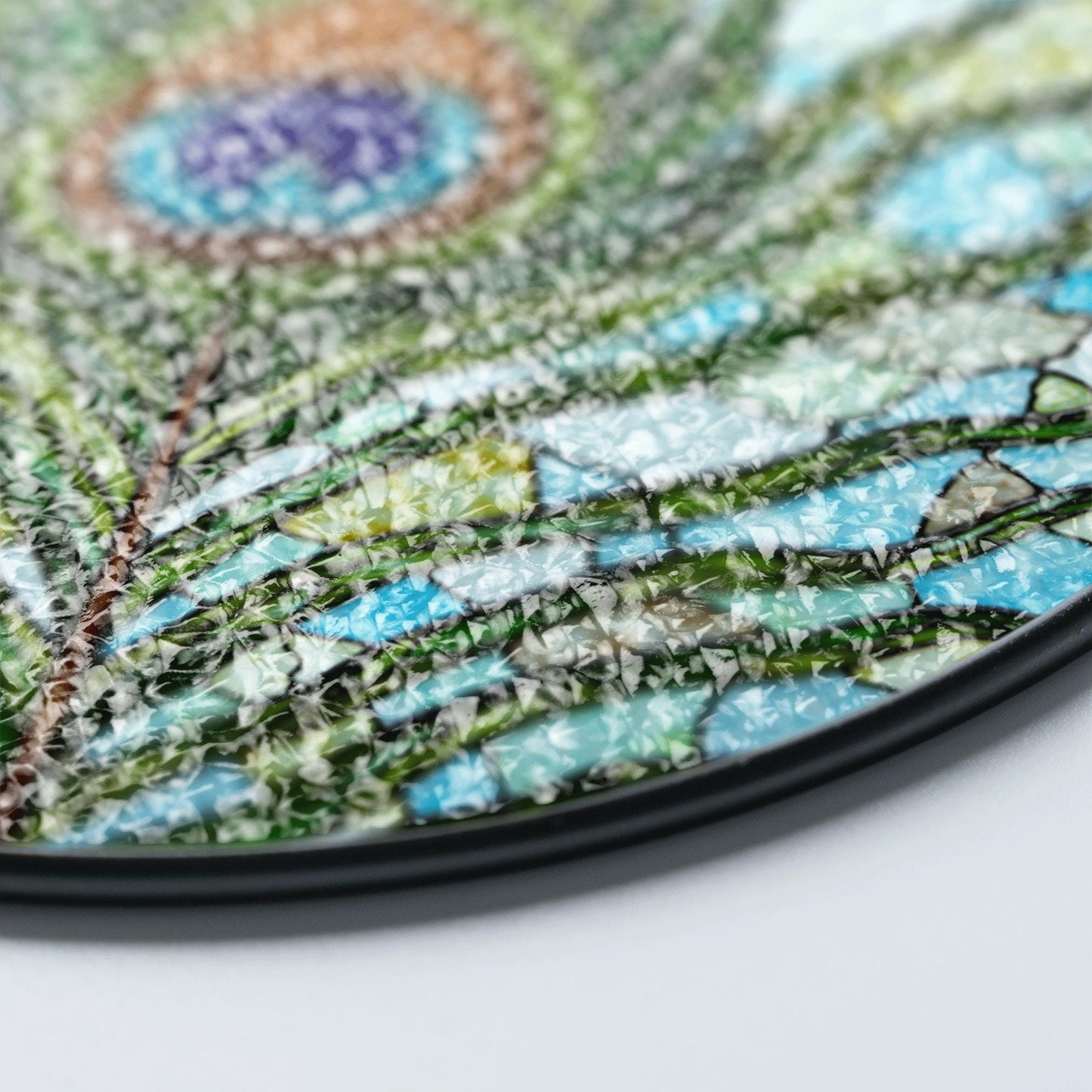 Vibrant Peacock Feather Art Glass Suncatcher Window Hanging for Mom Wife or Nature Lover