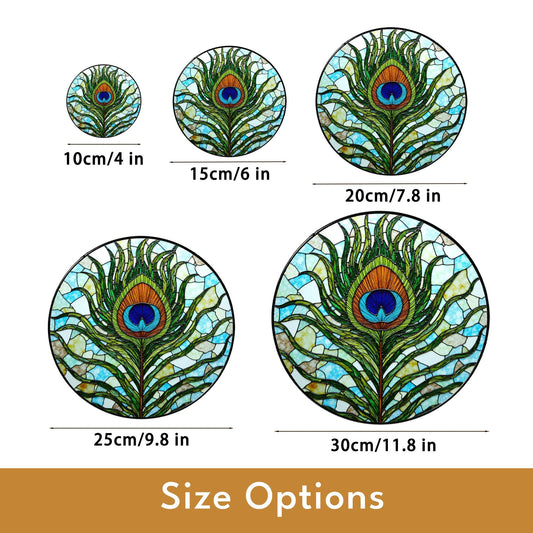 Vibrant Peacock Feather Art Glass Suncatcher Window Hanging for Mom Wife or Nature Lover