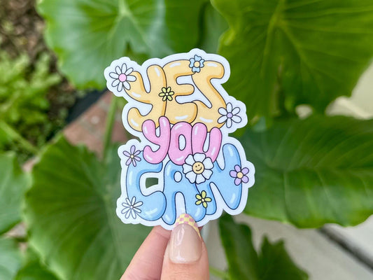 Yes You Can Waterproof Sticker, Mental Health Stickers, Handdrawn Art, Bestfriend Gifts, Positivity