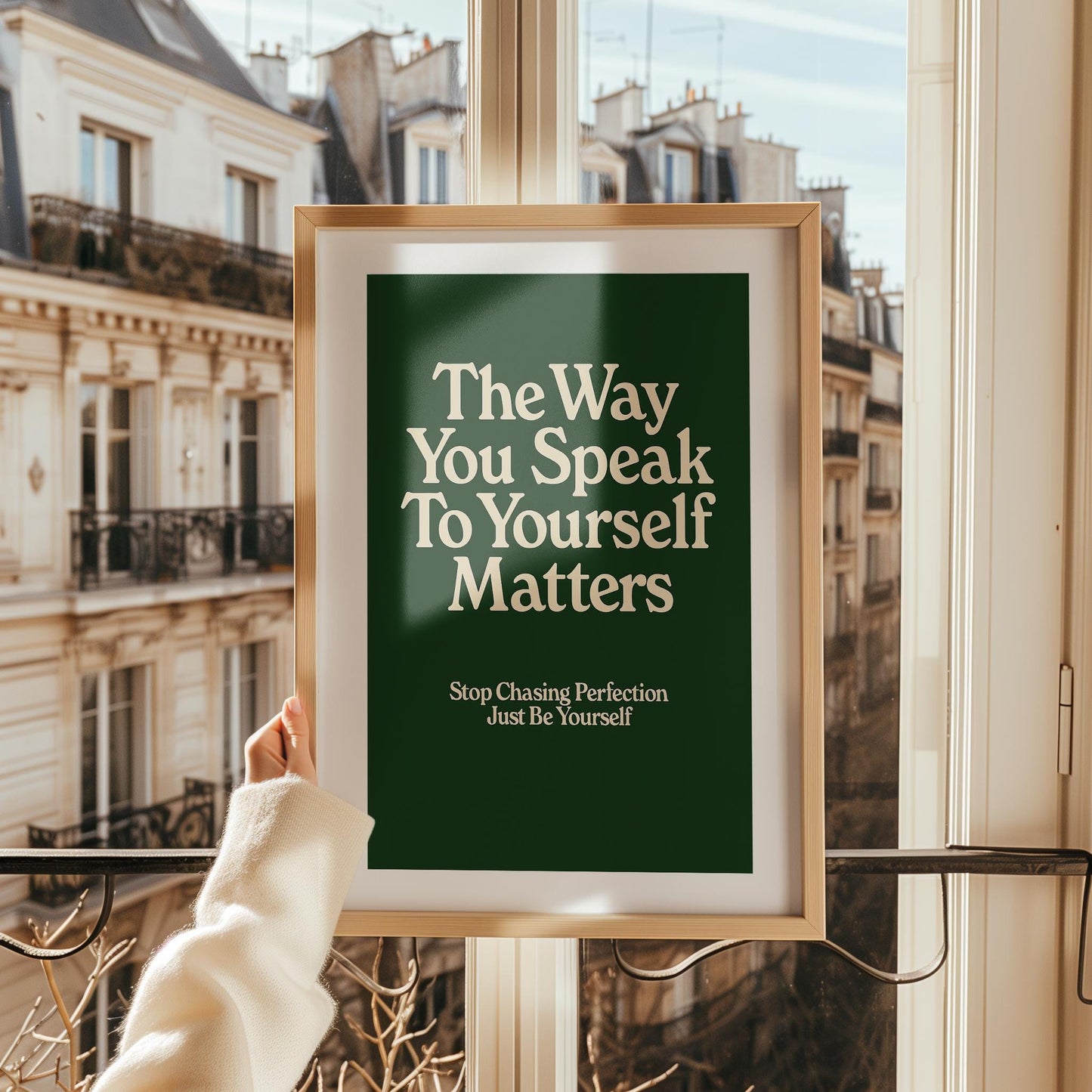 Self Love Print: Midcentury Green Motivational Wall Art (Digital Download)