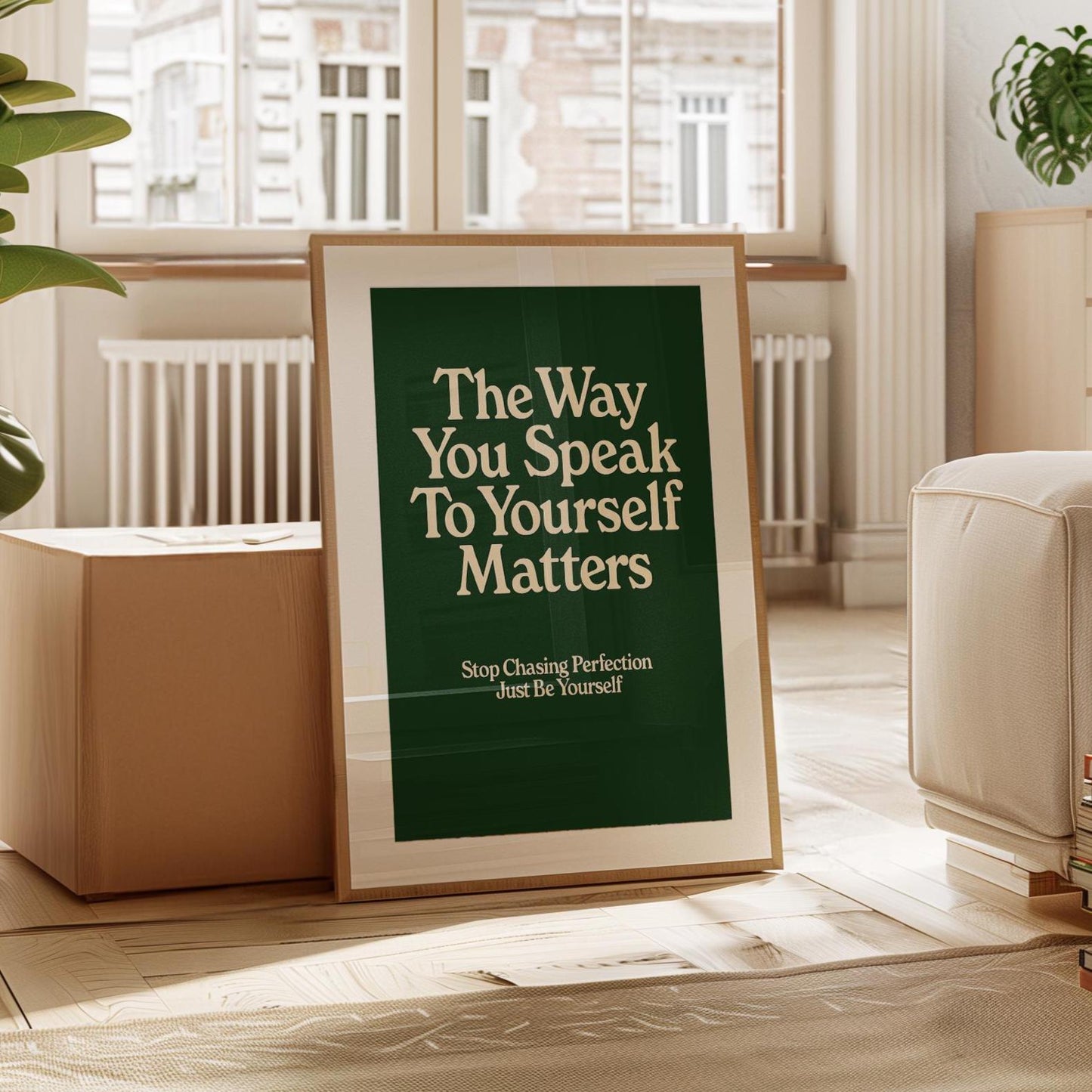 Self Love Print: Midcentury Green Motivational Wall Art (Digital Download)