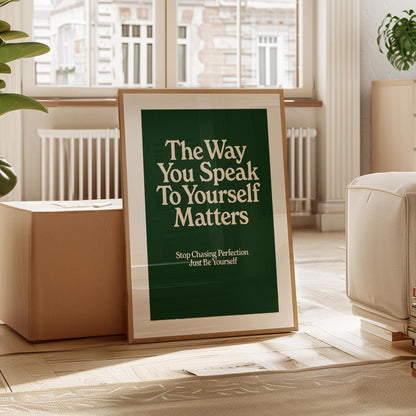 Self Love Print: Midcentury Green Motivational Wall Art (Digital Download)