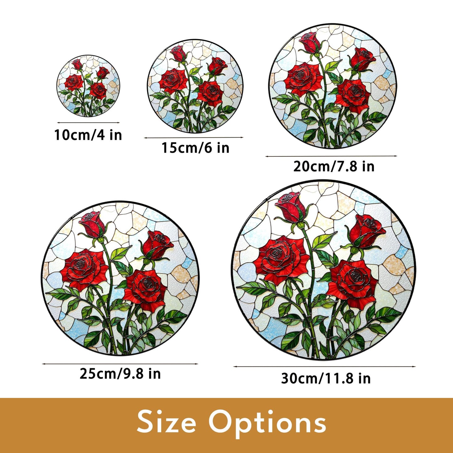 Red Rose Art Glass Window Hanging Stained Glass Suncatcher Gift for Mom Friend or Garden Lover