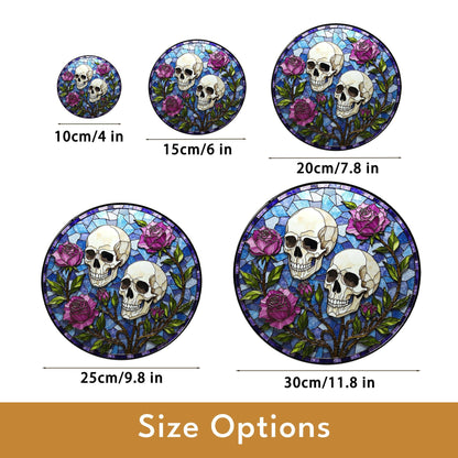 Skull Rose Stained Glass Suncatcher Gothic Window Decor Unique Gift for Alternative Friend