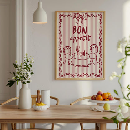 Bon Appétit Print: French Bistro Kitchen Wall Art