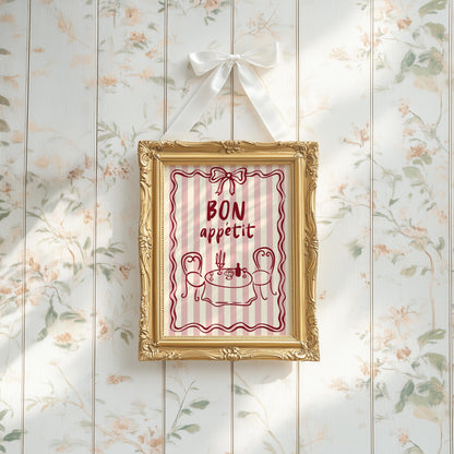 Bon Appétit Print: French Bistro Kitchen Wall Art