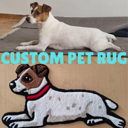 Custom Pet Portrait Rug: Handmade Tufted Dog & Cat Rug