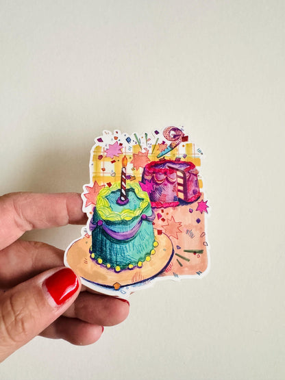 Birthday Celebration Sticker | Illustrated Sticker | Birthday Cake