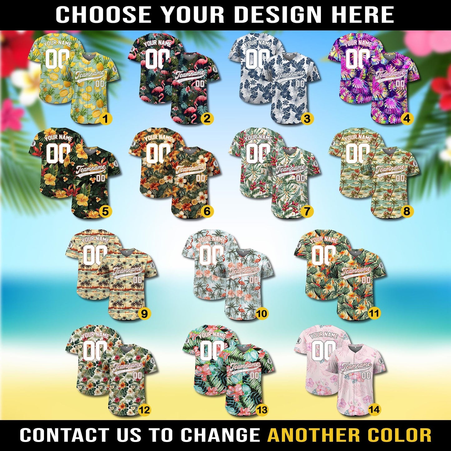 Custom Hawaiian Baseball Jersey with Team Name Number, Personalized Hawaii Floral Shirt for Men Women Youth Preschool, Bachelor Party Shirt
