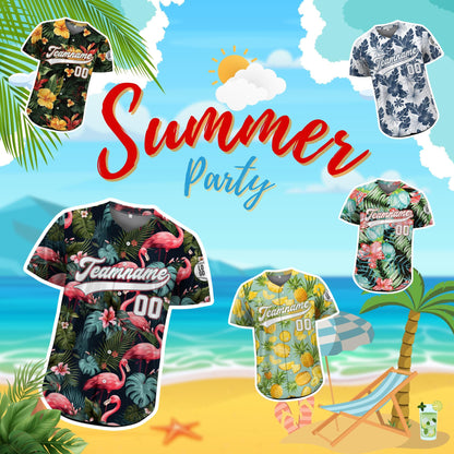 Custom Hawaiian Baseball Jersey with Team Name Number, Personalized Hawaii Floral Shirt for Men Women Youth Preschool, Bachelor Party Shirt