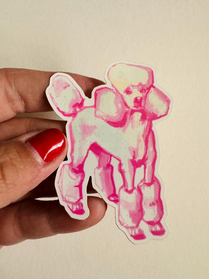 Pink Poodle | Vinyl Sticker Decal | Waterproof  Weatherproof | Pastel Dog Portraits