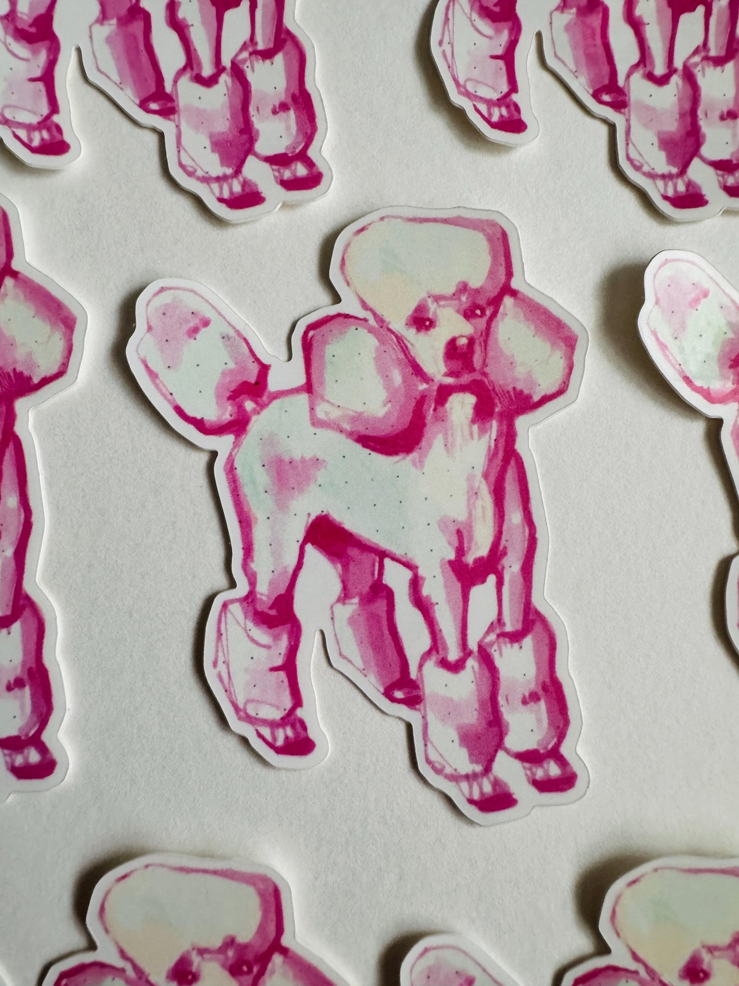 Pink Poodle | Vinyl Sticker Decal | Waterproof  Weatherproof | Pastel Dog Portraits