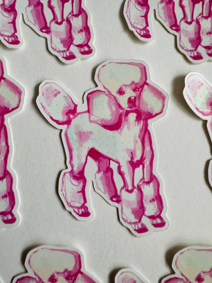 Pink Poodle | Vinyl Sticker Decal | Waterproof  Weatherproof | Pastel Dog Portraits