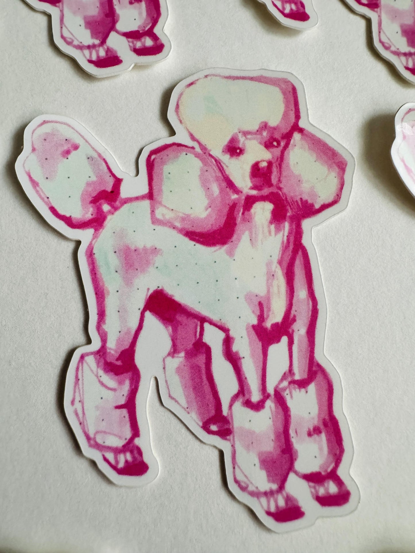 Pink Poodle | Vinyl Sticker Decal | Waterproof  Weatherproof | Pastel Dog Portraits