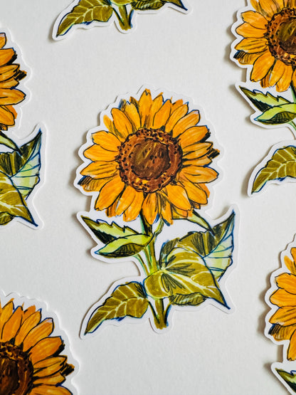 Sunflower Sticker  | Original Illustration Decals | Nature Naturalist Flowers
