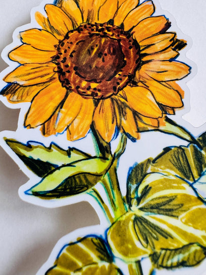 Sunflower Sticker  | Original Illustration Decals | Nature Naturalist Flowers
