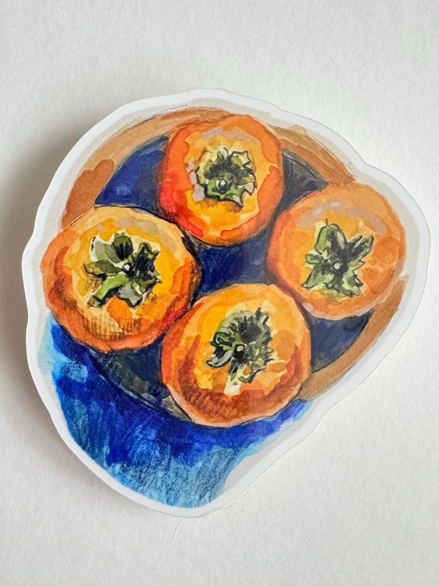 Persimmon Plate Still Life | Vinyl Sticker Decal | Still Life Painting Artwork