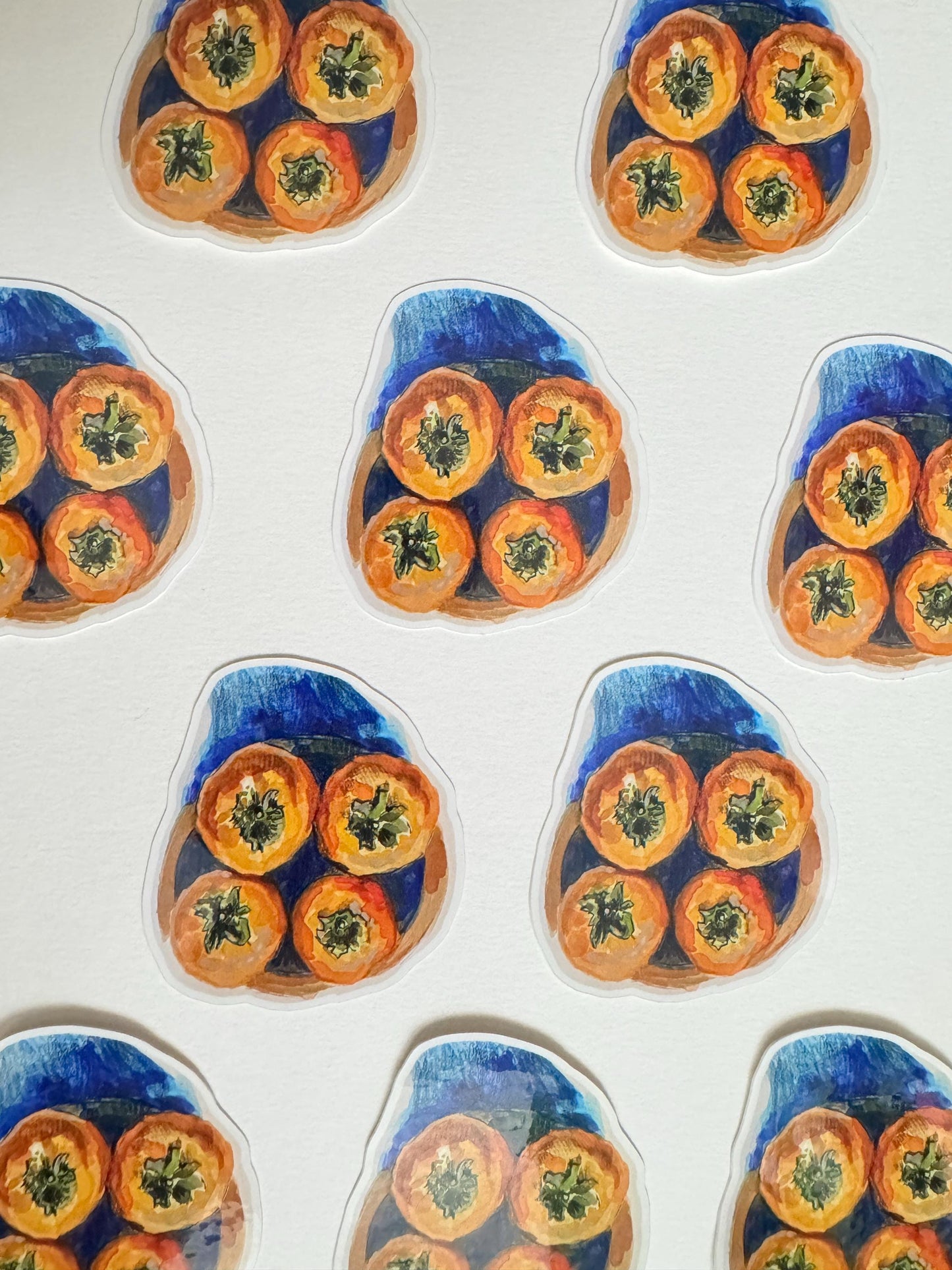 Persimmon Plate Still Life | Vinyl Sticker Decal | Still Life Painting Artwork