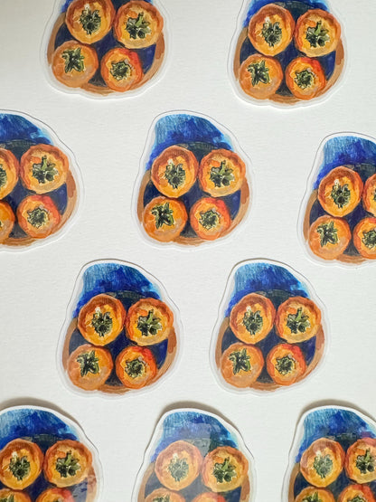 Persimmon Plate Still Life | Vinyl Sticker Decal | Still Life Painting Artwork