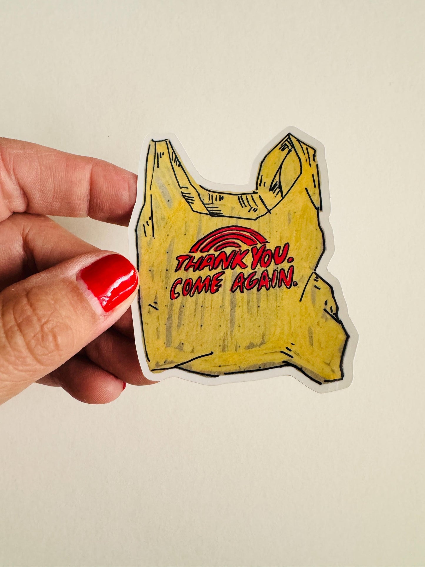 Thank You Come Again Grocery Bag | 3" Sticker Decal | Grocery Shopper Tote