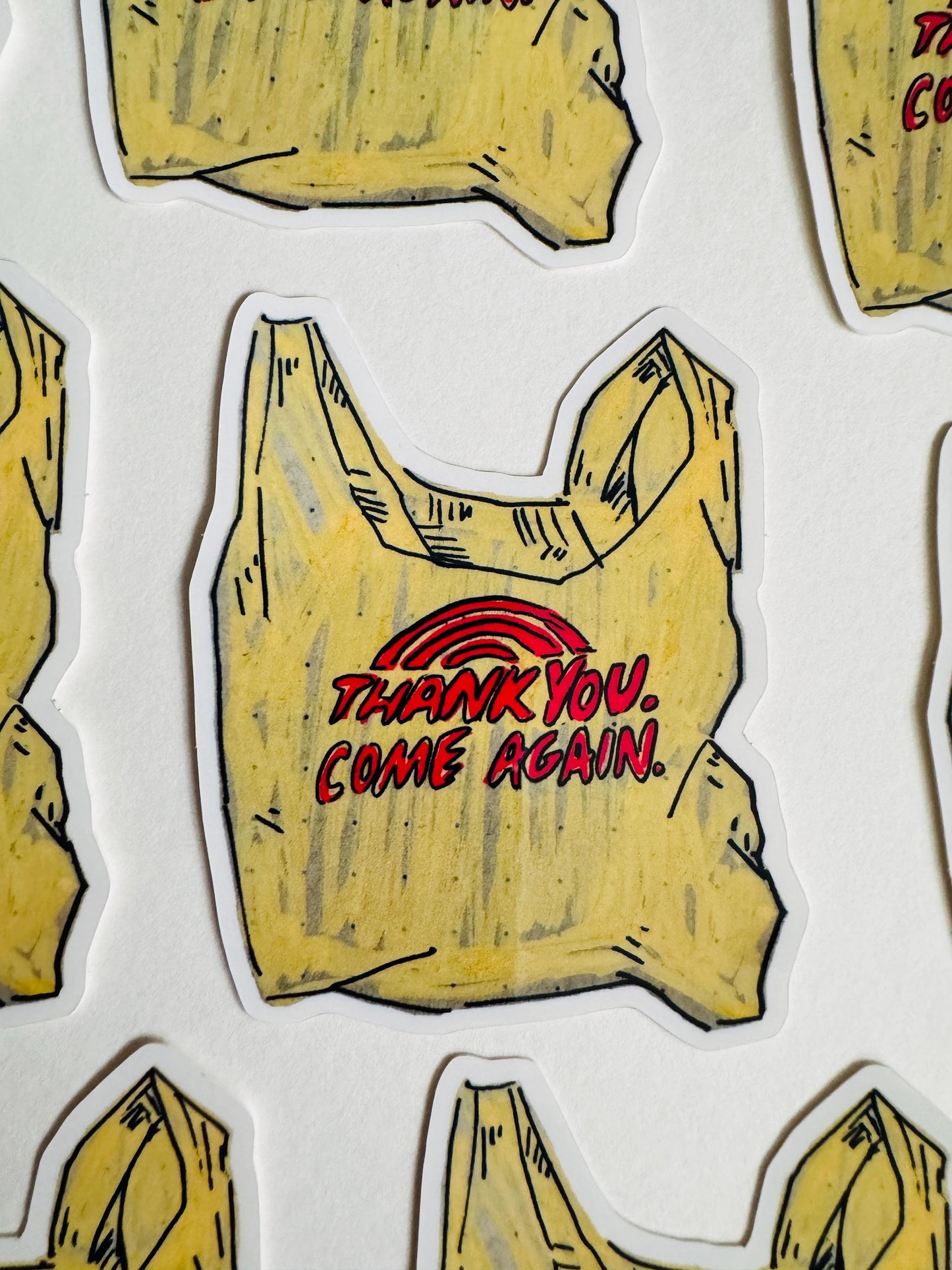 Thank You Come Again Grocery Bag | 3" Sticker Decal | Grocery Shopper Tote