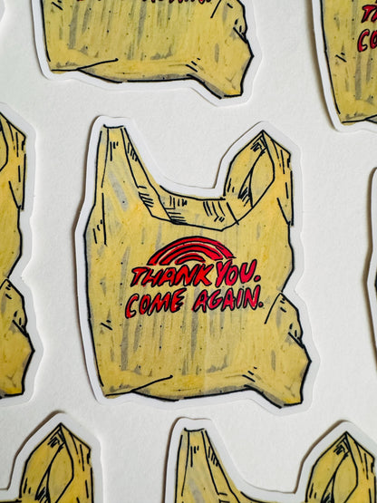 Thank You Come Again Grocery Bag | 3" Sticker Decal | Grocery Shopper Tote