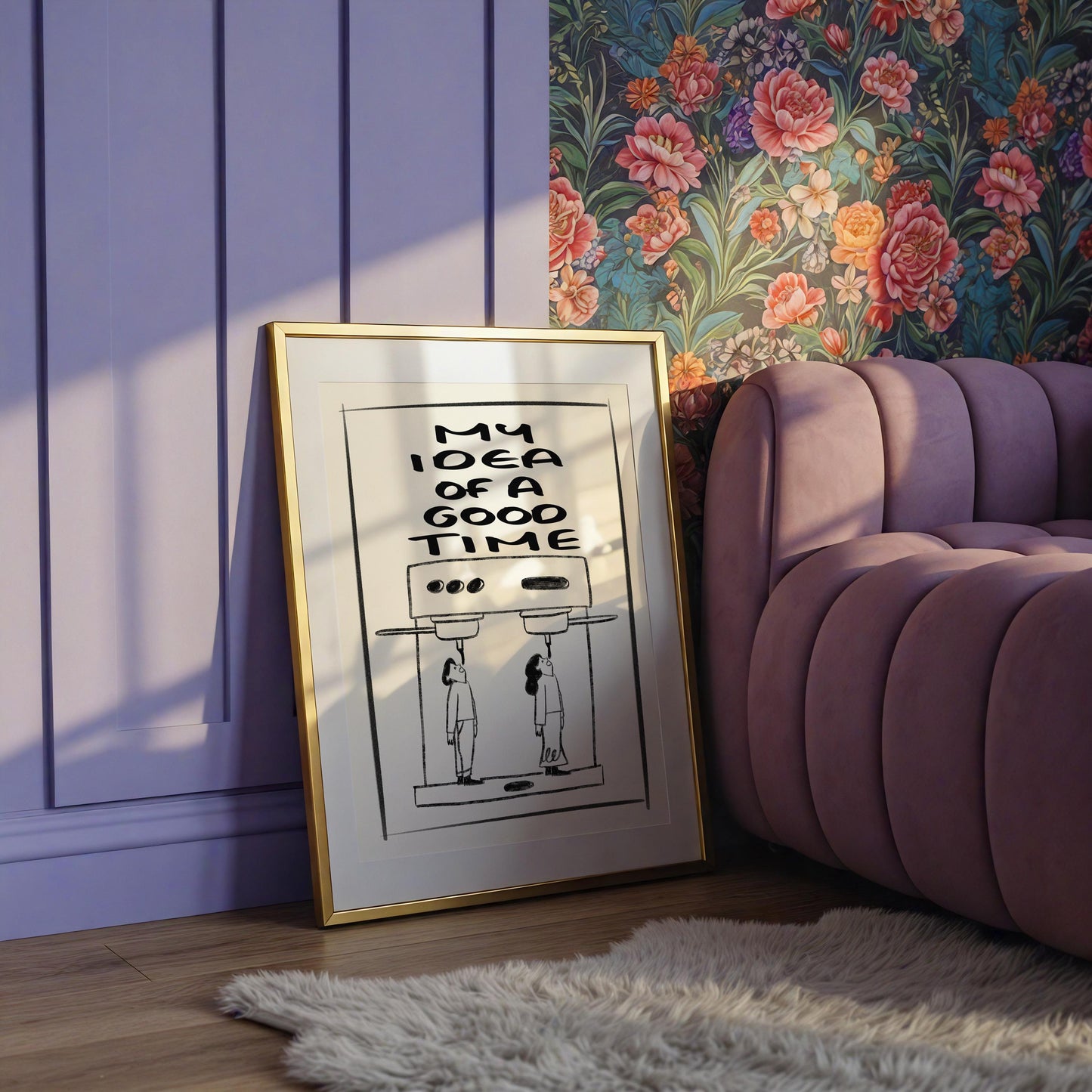 Funny Coffee Art Print: Espresso Machine, Retro Kitchen Decor