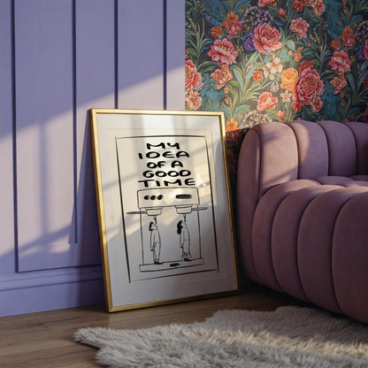 Funny Coffee Art Print: Espresso Machine, Retro Kitchen Decor