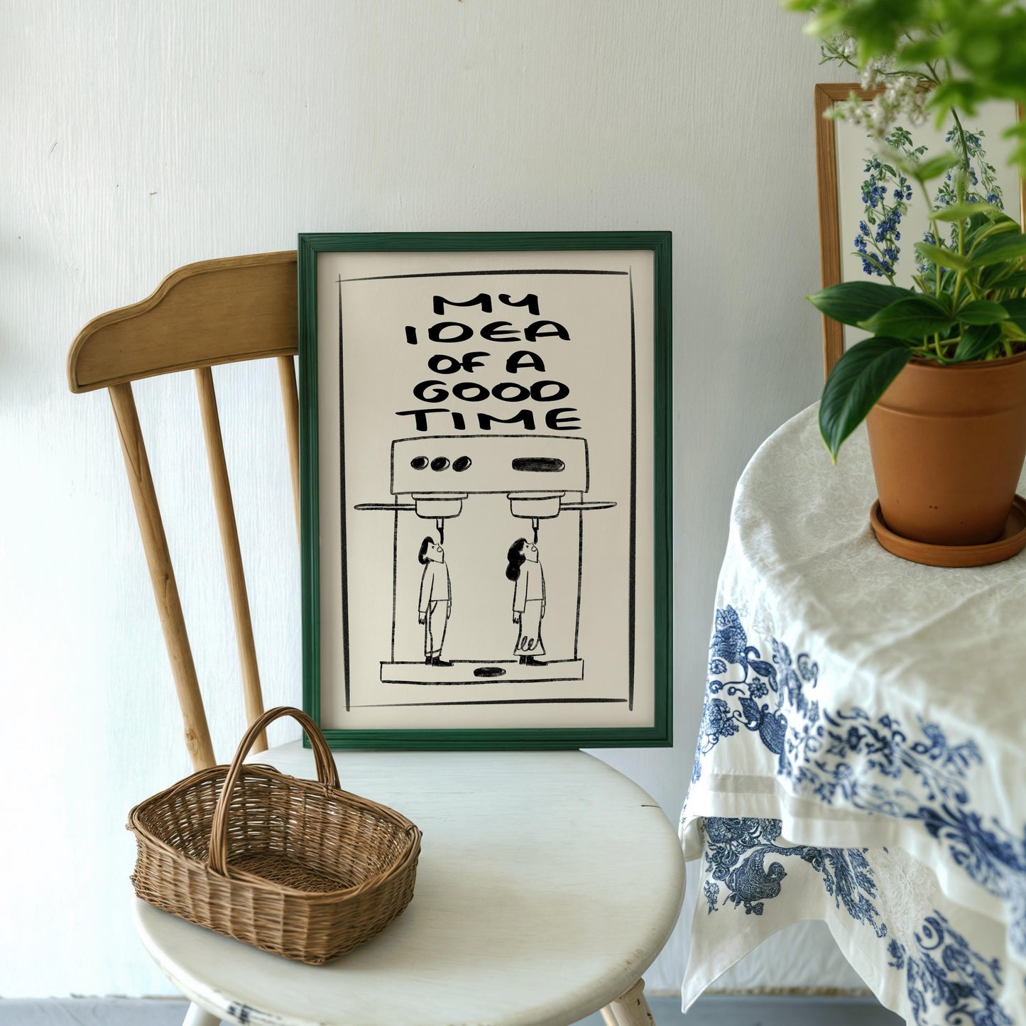 Funny Coffee Art Print: Espresso Machine, Retro Kitchen Decor