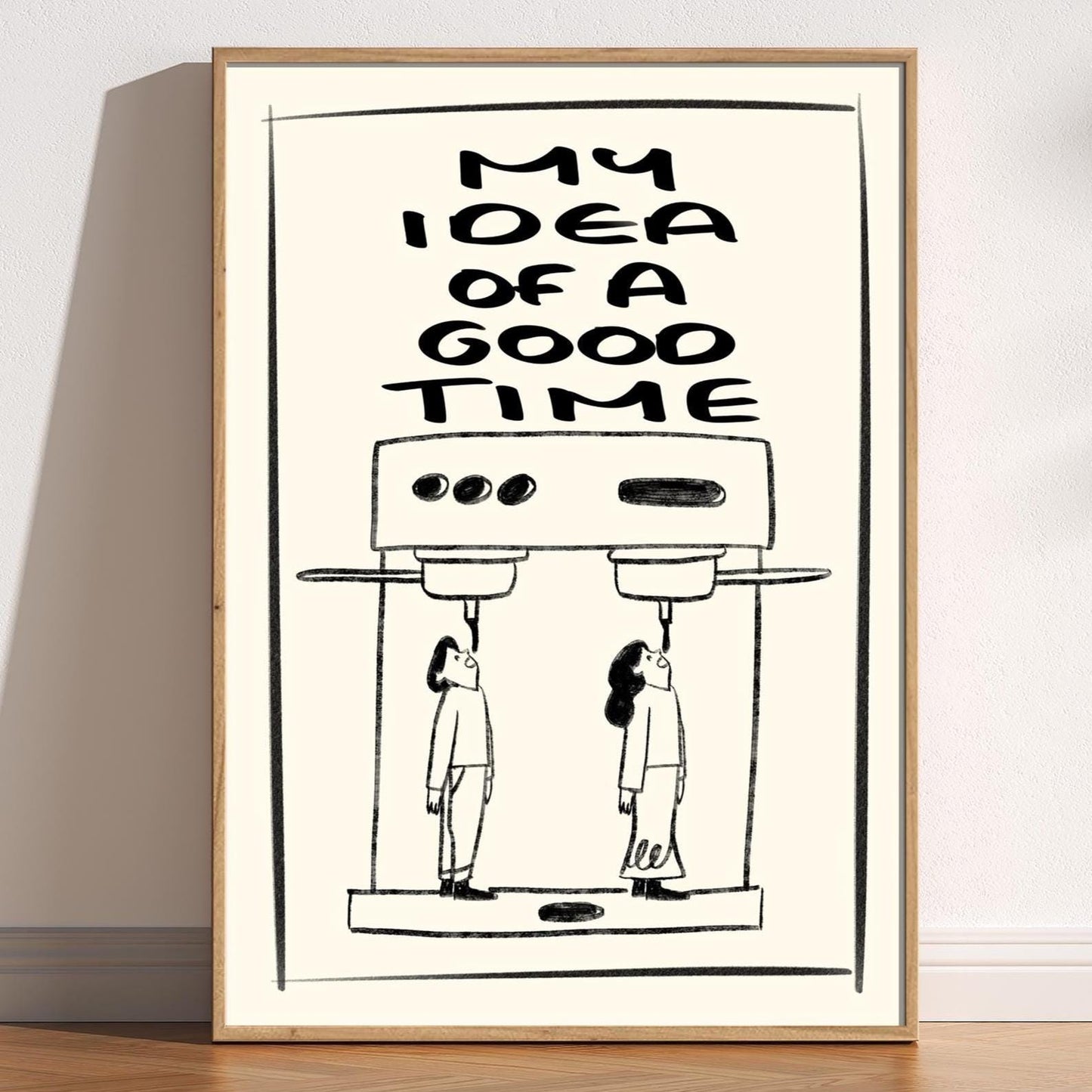 Funny Coffee Art Print: Espresso Machine, Retro Kitchen Decor
